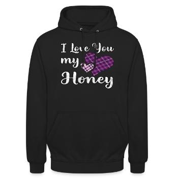 Valentinstag - Jahrestag - Verliebte Paare - Unisex Hoodie - Schwarz - Vorne - Alina (178cm) & Michal (187cm)