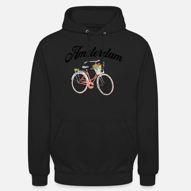 Amsterdam Fleur Vélo Souvenir Hollandais - Sweat-shirt à capuche unisexe - noir