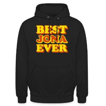 Funny gift with first name Jonah - Unisex Hoodie - black - Front - Alina (178cm) & Michal (187cm)