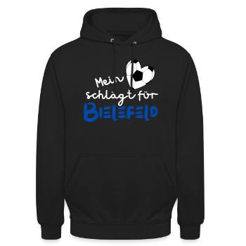 Mein Herz schlägt für Bielefeld - Unisex Hoodie - Schwarz - Vorne - Alina (178cm) & Michal (187cm)