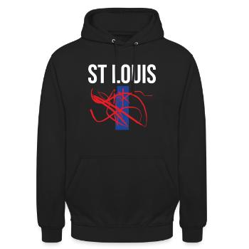 St Louis Basel Souvenir Saint Louis T-Shirt - Unisex Hoodie - Schwarz - Vorne - Alina (178cm) & Michal (187cm)
