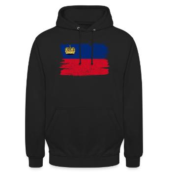 Drapeau du Liechtenstein Drapeau de la paix Vintage - Sweat-shirt à capuche unisexe - noir - Devant - Alina (178cm) & Michal (187cm)