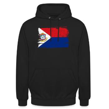 Saint Martin Flag Flag Peace Vintage - Unisex Hoodie - black - Front - Alina (178cm) & Michal (187cm)