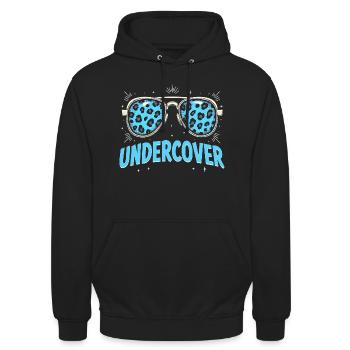 Lunettes de soleil drôles et costume de discours infiltré - Sweat-shirt à capuche unisexe - noir - Devant - Alina (178cm) & Michal (187cm)