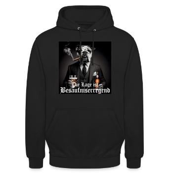 Bulldog - La situation est l’ivresse - Sweat-shirt à capuche unisexe - noir - Devant - Alina (178cm) & Michal (187cm)