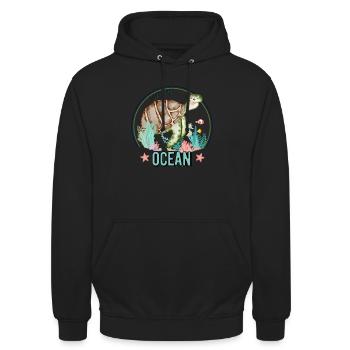 nous aimons la tortue de mer - Tortuga - Sweat-shirt à capuche unisexe - noir - Devant - Alina (178cm) & Michal (187cm)