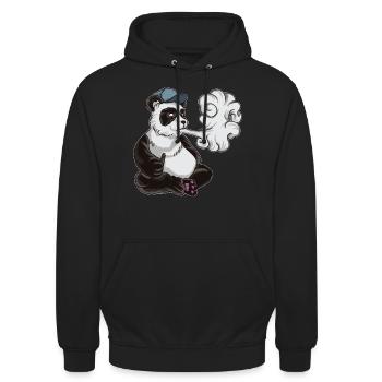 Vaping Panda Bear Illustration | Animal Vape - Unisex Hoodie - black - Front - Alina (178cm) & Michal (187cm)
