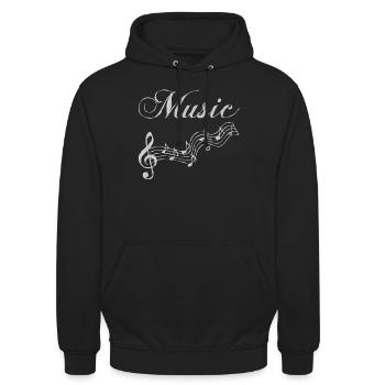 Musique, instrument, instrument d'apprentissage, instrument - Sweat-shirt à capuche unisexe - noir - Devant - Alina (178cm) & Michal (187cm)