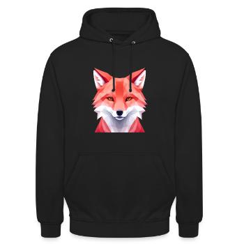 Fuchs - Polygon Kunst - Unisex Hoodie - Schwarz - Vorne - Alina (178cm) & Michal (187cm)