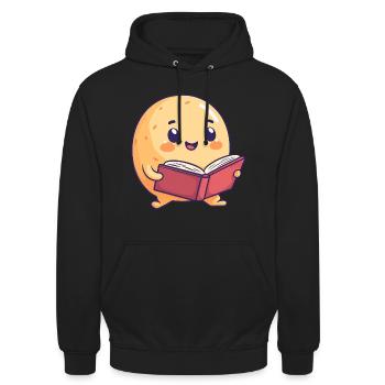 Happy Potato Reading a Book - Adorable Design - Unisex Hoodie - black - Front - Alina (178cm) & Michal (187cm)