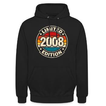 Vintage 2008 – 18. Geburtstag Meilenstein Design - Unisex Hoodie - Schwarz - Vorne - Alina (178cm) & Michal (187cm)