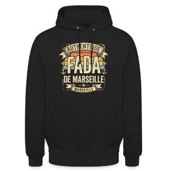 Fada de Marseille Humour Marseillais sud Provence - Sweat-shirt à capuche unisexe - noir - Devant - Alina (178cm) & Michal (187cm)