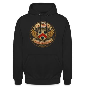 Fierté Vendée - Mareuil-sur-Lay-Dissais Privilège  - Sweat-shirt à capuche unisexe - noir - Devant - Alina (178cm) & Michal (187cm)
