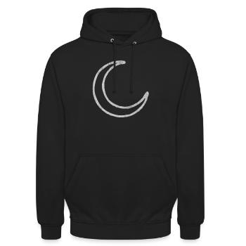 Mond, Sichelmond, Halbmond, Mond Zeichen, Mond Sym - Unisex Hoodie - Schwarz - Vorne - Alina (178cm) & Michal (187cm)