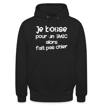 je bosse pour un smic fait pas chier - Sweat-shirt à capuche unisexe - noir - Devant - Alina (178cm) & Michal (187cm)