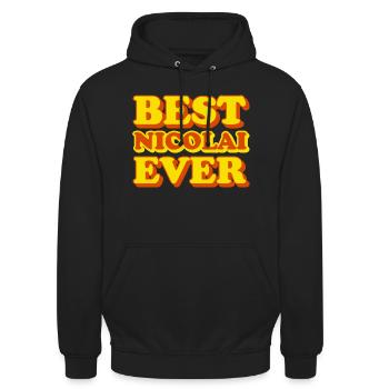 Nicolai First Name Funny Gift - Unisex Hoodie - black - Front - Alina (178cm) & Michal (187cm)