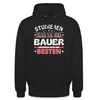 Nur die Besten werden Bauer - Unisex Hoodie - Schwarz - Vorne - Alina (178cm) & Michal (187cm)