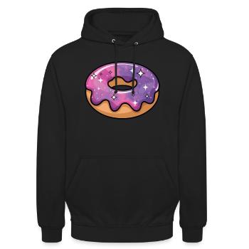 Kosmische Galaxie Donut - Unisex Hoodie - Schwarz - Vorne - Alina (178cm) & Michal (187cm)