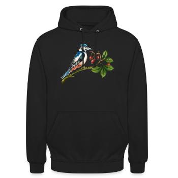 Bunter Vogel - Unisex Hoodie - Schwarz - Vorne - Alina (178cm) & Michal (187cm)