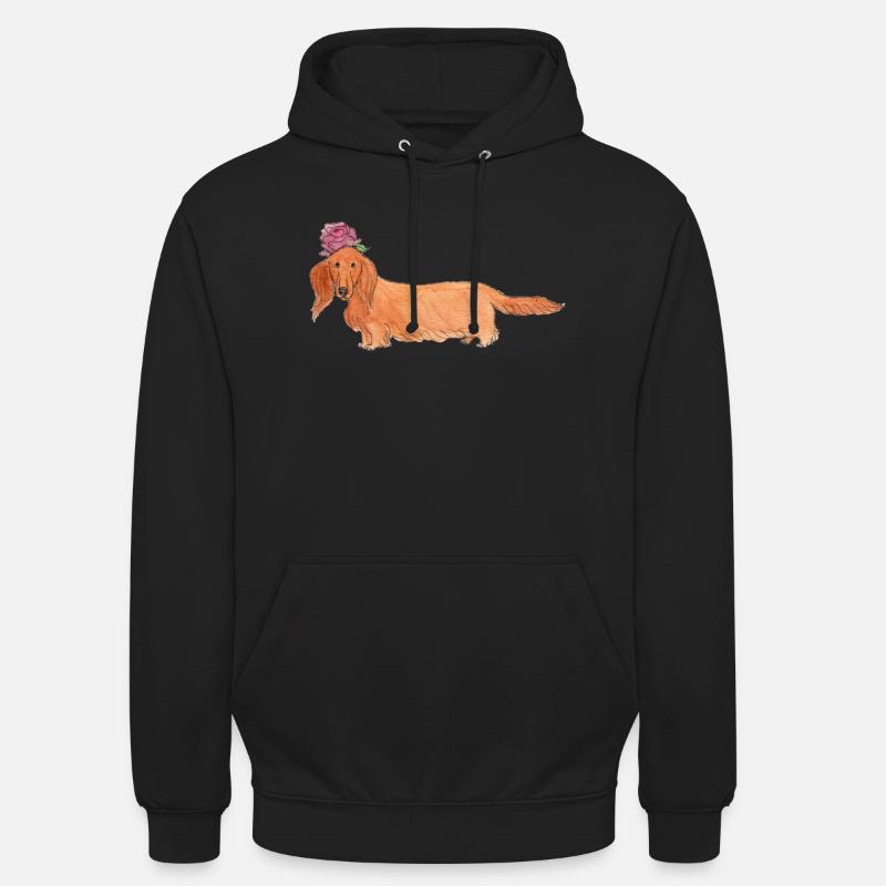 Teckel à fleur - Sweat-shirt à capuche unisexe - noir