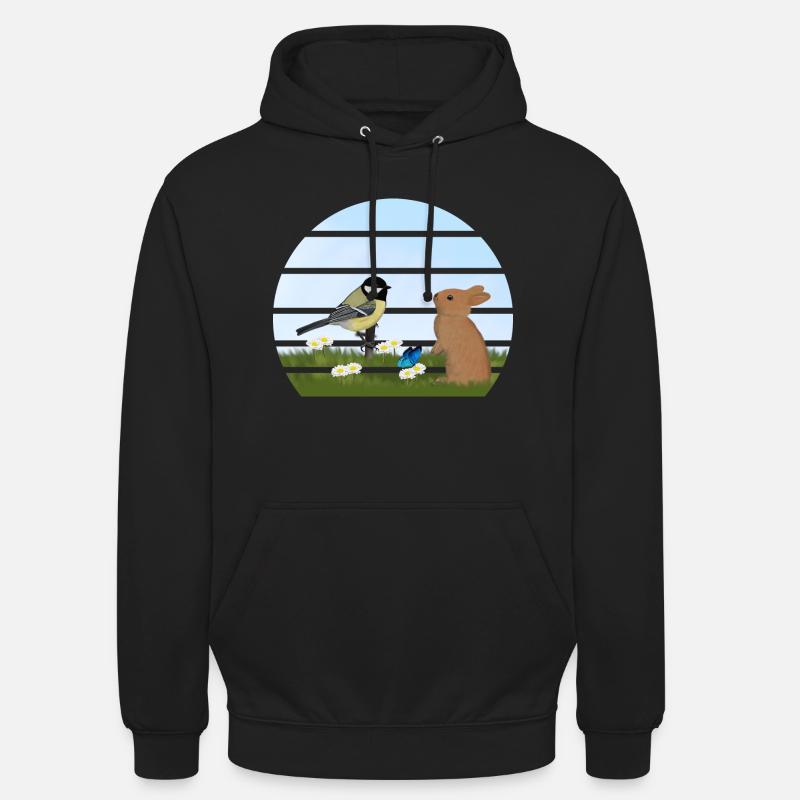 Great Bird Rabbit Easter Spring - Unisex Hoodie - black