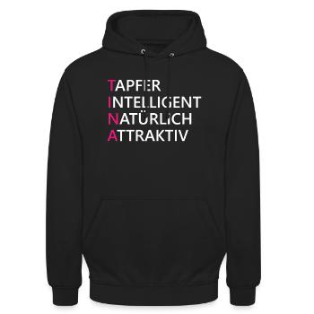Tina Name Geschenk - Unisex Hoodie - Schwarz - Vorne - Alina (178cm) & Michal (187cm)