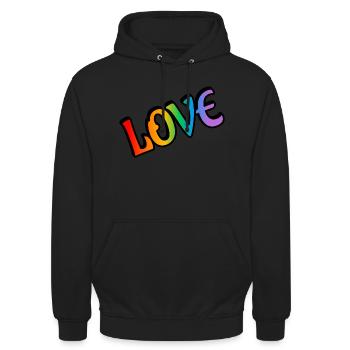 Amour arc-en-ciel rétro - Sweat-shirt à capuche unisexe - noir - Devant - Alina (178cm) & Michal (187cm)