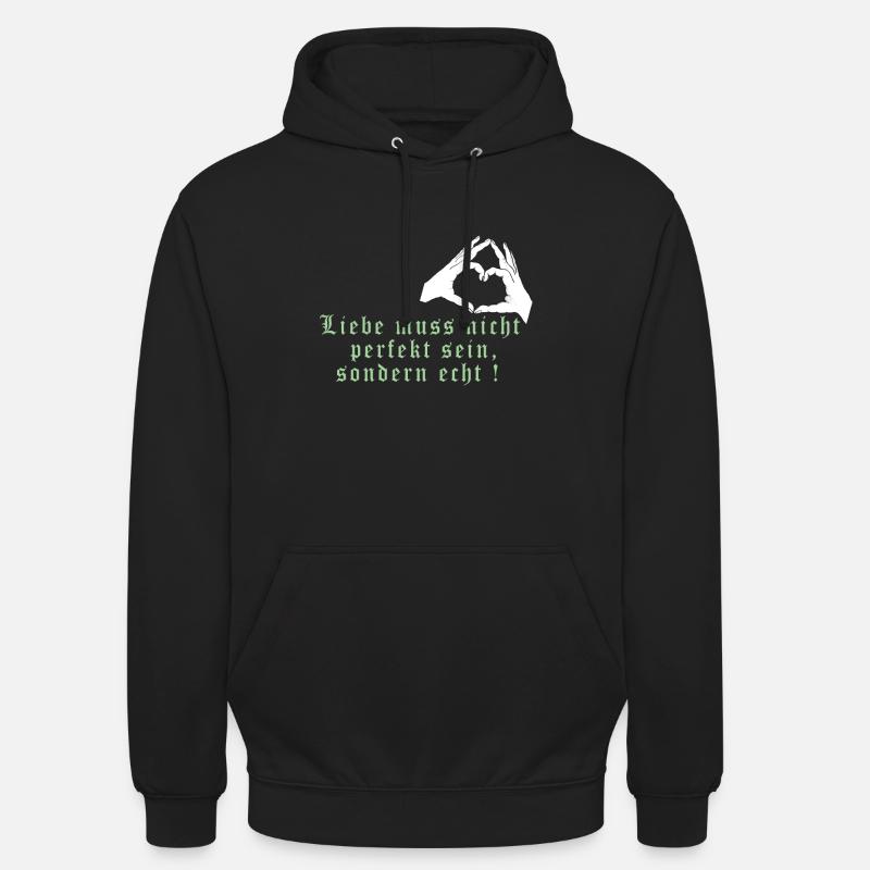 Hände formen ein Herz. Liebe muss echt sein. - Unisex Hoodie - Schwarz