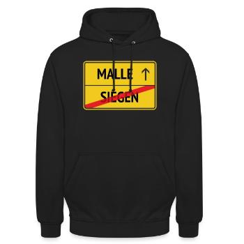Siegen -> Malle - Unisex Hoodie - Schwarz - Vorne - Alina (178cm) & Michal (187cm)