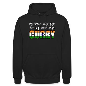 My heart says Curry - Unisex Hoodie - black - Front - Alina (178cm) & Michal (187cm)