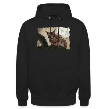 Leonard Luchs ~ Kritzeltoon #12 - Unisex Hoodie - Schwarz - Vorne - Alina (178cm) & Michal (187cm)