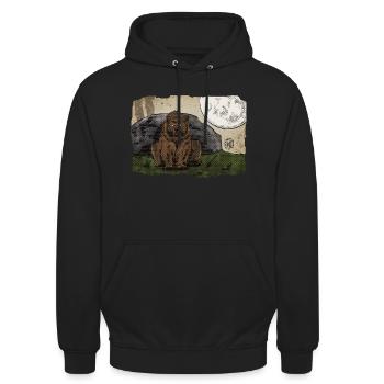 Bärtram Bär ~ Kritzeltoon #22 - Unisex Hoodie - Schwarz - Vorne - Alina (178cm) & Michal (187cm)