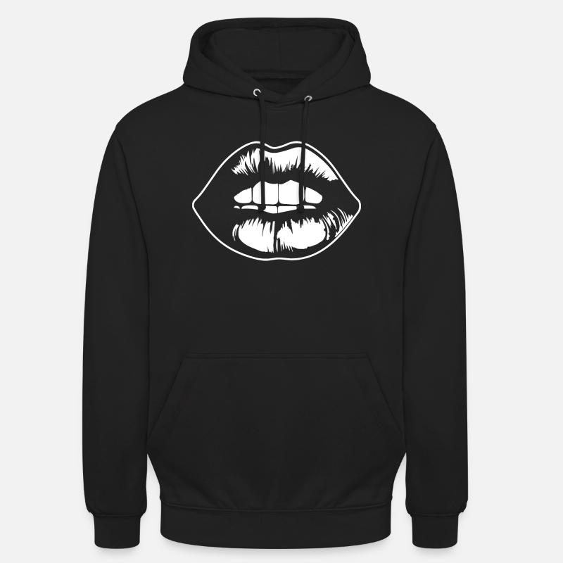Lèvres, bouche, baisers lèvres - Sweat-shirt à capuche unisexe - noir