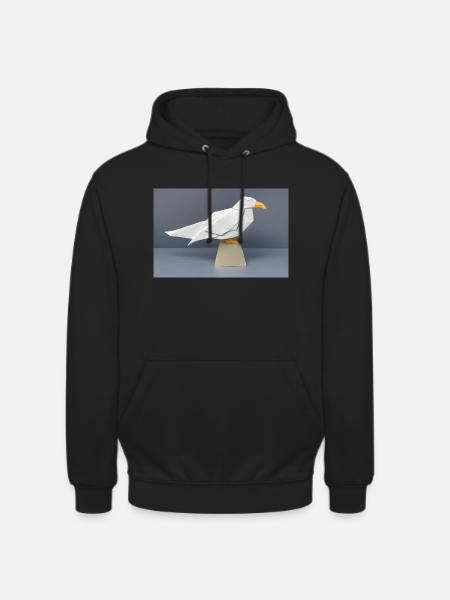 Silbermöwe im Origami-Stil - Unisex Hoodie - Schwarz