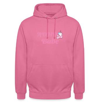 ADHD Babe - neuro affirming - Unisex Hoodie - pink - Front - Alina (178cm) & Michal (187cm)