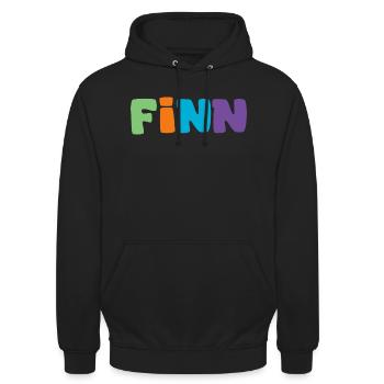 Name - Finn - Unisex Hoodie - Schwarz - Vorne - Alina (178cm) & Michal (187cm)