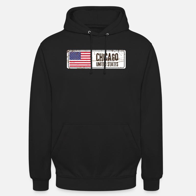 Chicago Drapeau des États-Unis - Sweat-shirt à capuche unisexe - noir