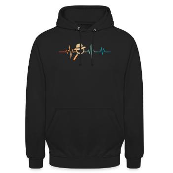 Battement de coeur rétro loupe - Sweat-shirt à capuche unisexe - noir - Devant - Alina (178cm) & Michal (187cm)