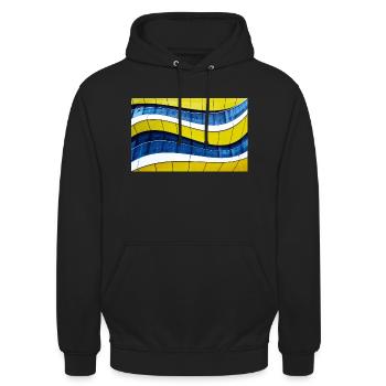 Yellow - Blue waves - Unisex Hoodie - black - Front - Alina (178cm) & Michal (187cm)