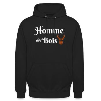 Homme des Bois - Sweat-shirt à capuche unisexe - noir - Devant - Alina (178cm) & Michal (187cm)