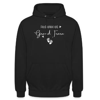Grand frère - Sweat-shirt à capuche unisexe - noir - Devant - Alina (178cm) & Michal (187cm)