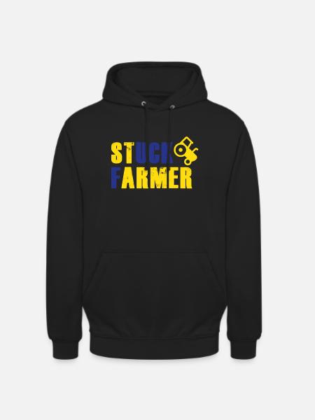 STUCK FARMER YELLOW BLUE - Unisex Hoodie - black