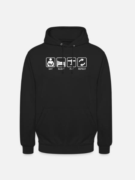 Eat sleap fly repeat - Unisex Hoodie - black