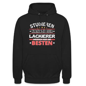 Nur die Besten werden Lackierer - Unisex Hoodie - Schwarz - Vorne - Alina (178cm) & Michal (187cm)