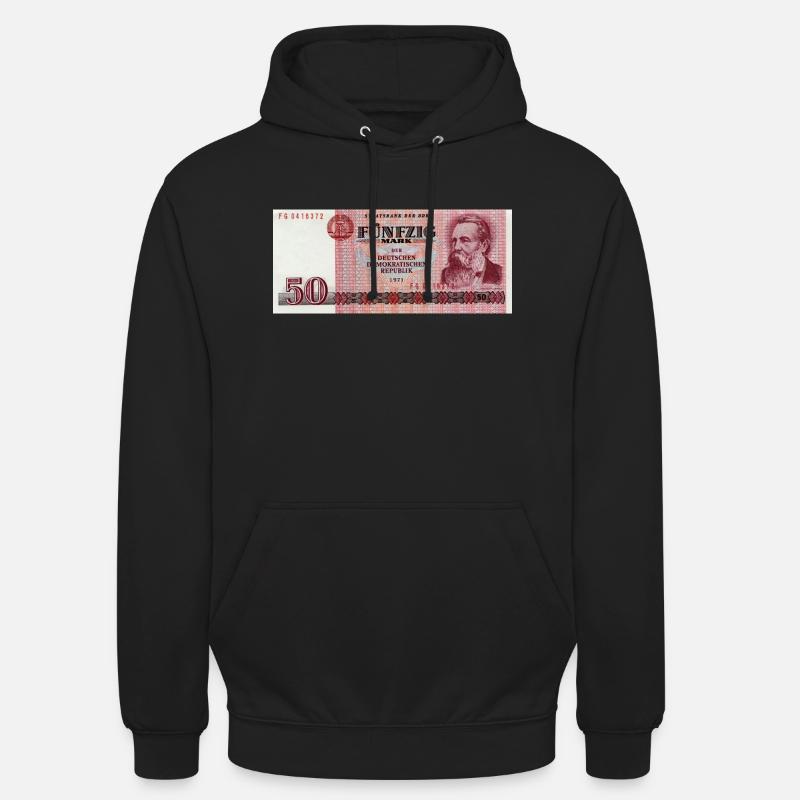 50 Markschein de la RDA - Sweat-shirt à capuche unisexe - noir