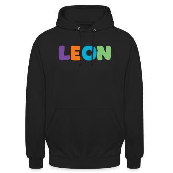 Name - Leon - Unisex Hoodie - Schwarz - Vorne - Alina (178cm) & Michal (187cm)