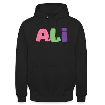Name - Ali - Unisex Hoodie - black - Front - Alina (178cm) & Michal (187cm)