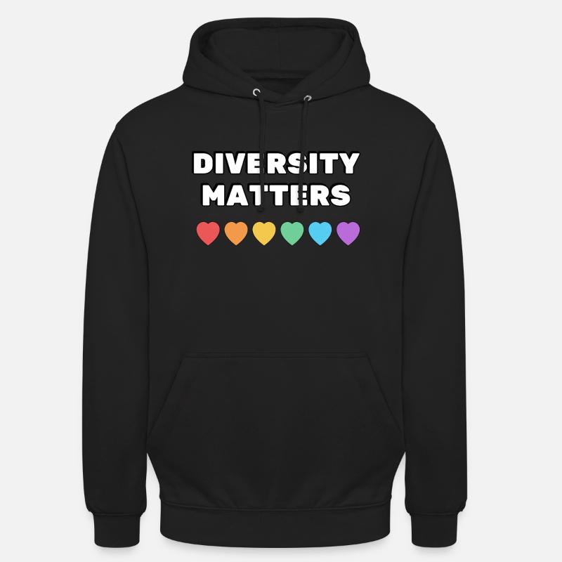 La diversité compte Rainbow Hearts - Sweat-shirt à capuche unisexe - noir