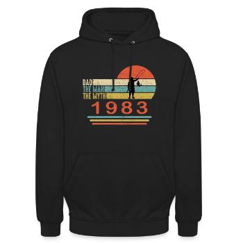 40 Geburtstag | 1983 | Vintage Angler Design - Unisex Hoodie - Schwarz - Vorne - Alina (178cm) & Michal (187cm)
