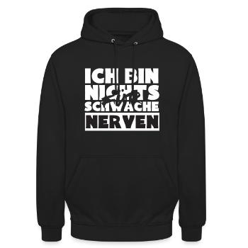 ich bin nichts für schwache nerven - Unisex Hoodie - Schwarz - Vorne - Alina (178cm) & Michal (187cm)